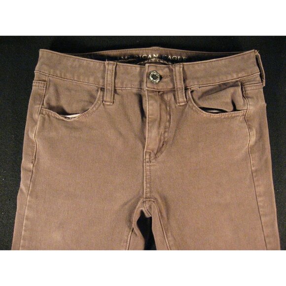 AMERICAN EAGLE Jegging Jeans Womans Sz 2 Brown Green Denim Stretch Skinny Comfor - Picture 4 of 10